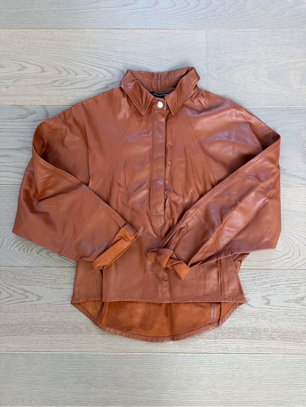 Marissa Webb Rust Brown Leather Pullover Jacket